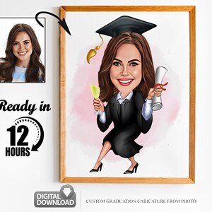 Custom Graduation Cartoon Portrait, Graduation Portrait, Graduation Gift, Graduation Cartoon, Graduation Caricature, Caricature from Photo