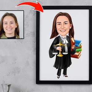 Personalized Lawyer Cartoon Portrait, Lawyer Portrait, Lawyer Gift, Lawyer Cartoon, Custom Cartoon, Lawyer Caricature, Caricature from Photo