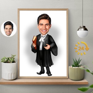 Custom Lawyer Cartoon Portrait, Lawyer Caricature, Gift for Male Lawyer, Lawyer Cartoon Drawing, Funny Lawyer Caricature from Photo