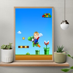 Personalized Mario, Superhero Cartoon Portrait, Custom Mario Superhero Caricature Drawing from Photo, Funny MARIO Caricature, MARIO kids