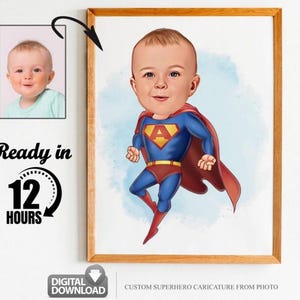 Custom Superhero Cartoon Portrait, Superhero Portrait, Gift for Dad, Custom Cartoon, Superhero Caricature, Caricature from Photo, Superhero