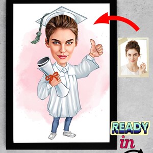 Custom Graduation Cartoon Portrait, Graduation Portrait, Graduation Gift, Graduation Cartoon, Graduation Caricature, Caricature from Photo