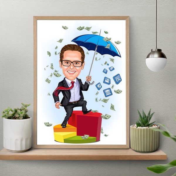 Male Boss Gift, Boss Caricature Drawing From Photo, Funny Cartoon Custom Caricature Portrait, Personalized Digital Caricature Art me