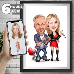 Custom Valentine's Day Gifts Custom Caricatures for Couples Families, Couple Cartoon Portrait, Couple Anniversary Gift, Valentine Gift.