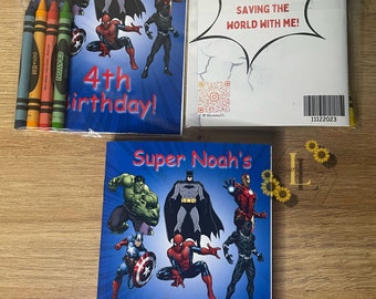 Superhero, Custom coloring books, 1st Birthday, any theme , personalize, party favors