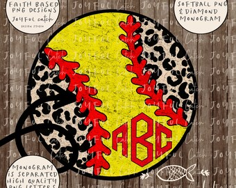 Softball Monogram png Distressed Leopard Softball Monogram png Grunge Softball png Grunge softball monogram png grunge leopard softball png