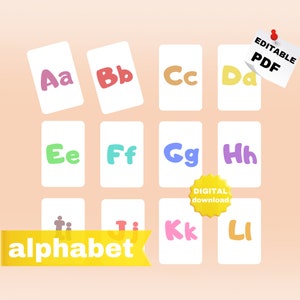ALPHABET Flash Cards, Educational Cards, Learn ABC, Alphabet Flash Cards, Rainbow Colors Alphabet for Kids, digital download
