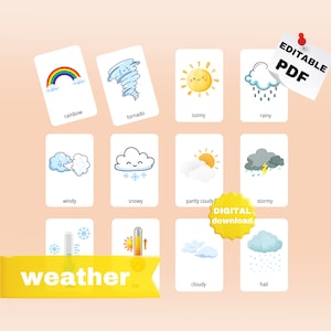 15 WEATHER cards / Montessori flashcards / preschool Cards / printable PDF / instant download
