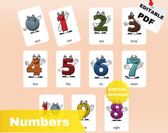 10 Number Cards, Preschool Counting Flash Cards, Count and Clip, Number ...