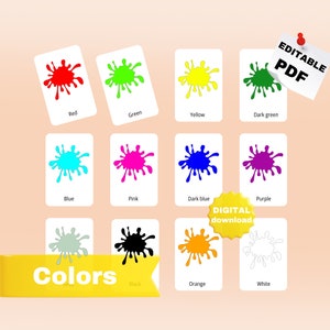 COLORS / 12 Montessori flash cards / educational printable cards / preschool Cards / naming flash cards / instant download