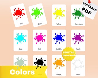 COLORS / 12 Montessori flash cards / educational printable cards / preschool Cards / naming flash cards / instant download