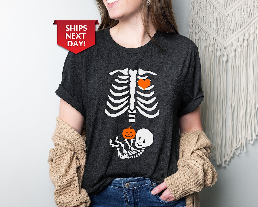 Skeleton Maternity Halloween Shirt Pregnant Skeleton Shirt Etsy