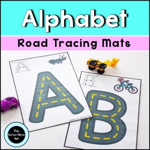 Alphabet Fine Motor Center - Large Letter Tracing Road Mats - Homeschool Fine Motor Activity for Toddlers, Preschoolers and Kindergarteners