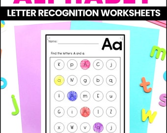 Letter Recognition Worksheets - Letter Find - Letter Identification Worksheets - Alphabet Practice -Uppercase and Lowercase Letters