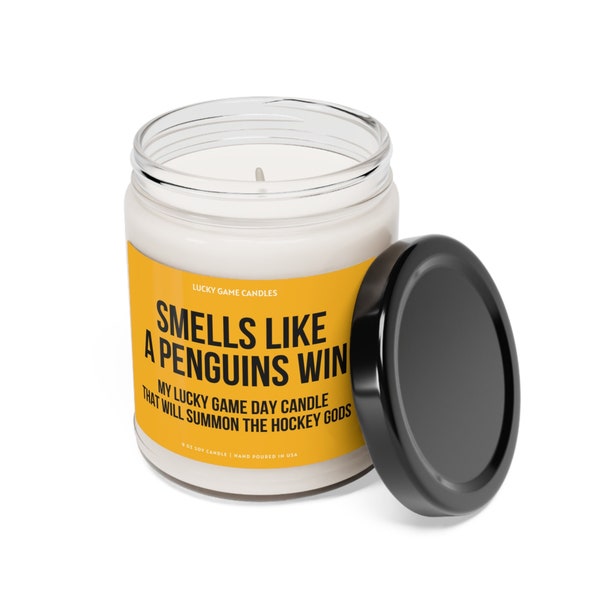 Smells like a penguins win candle, unique gift idea, pittsburgh penguins gift candle, nhl penguins, game day decor, sport themed candle