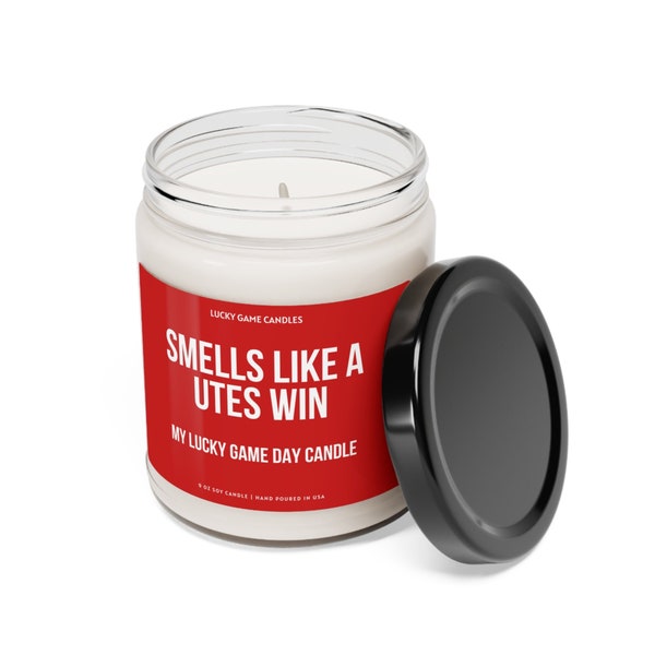 Smells like a utes win candle, unique gift idea, university of utah gift candle, utah utes, game day decor, sport themed candle