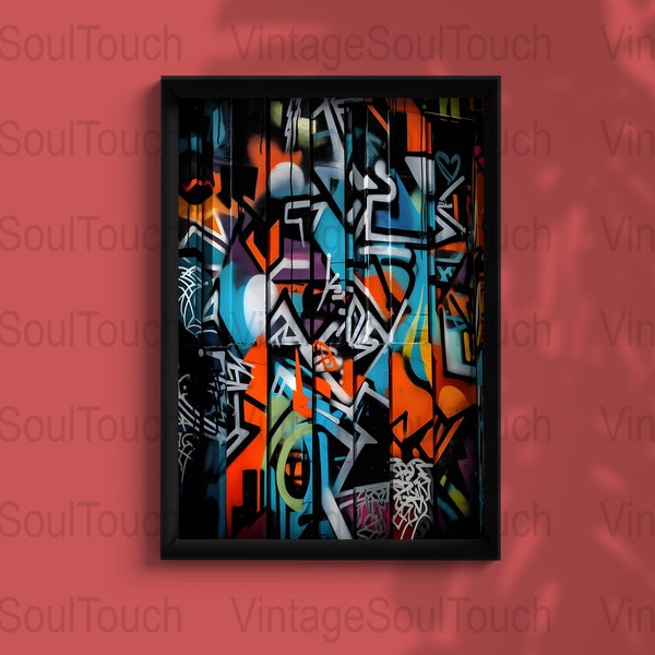 Graffiti Wall abstract Art - 70s 80s Retro Art- Instant Download - Street Art Pop - Urban Artwork - Vintage Street Art Revival Classics