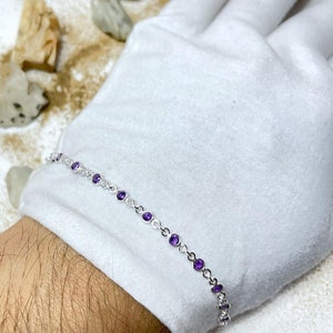Healing stone/14k solid gold/Natural high quality Amethyst tennis Bracelet