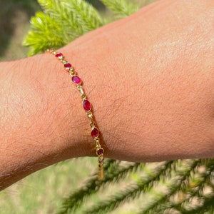 14k solid gold/Natural Ruby tennis Bracelet