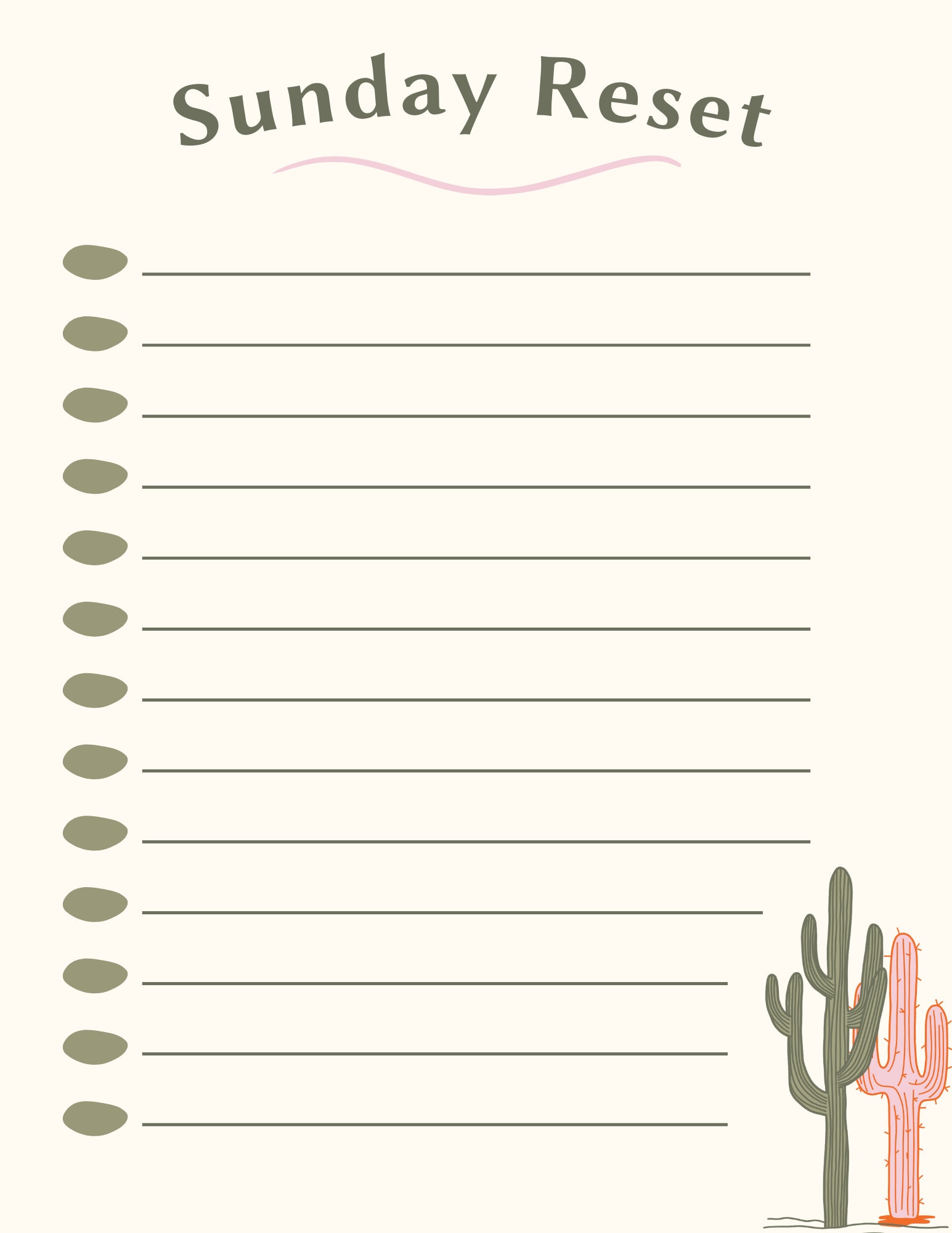 Sunday Reset Checklist - Etsy