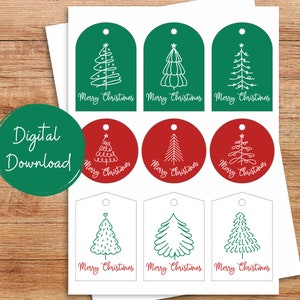 Printable Gift Tags Christmas Trees - Etsy