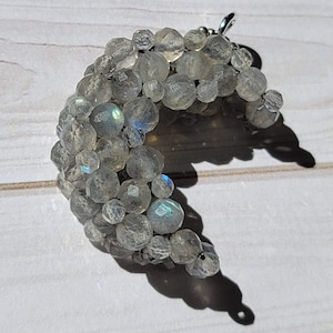Handmade Crystal Moon Pendant / Charm - Labradorite