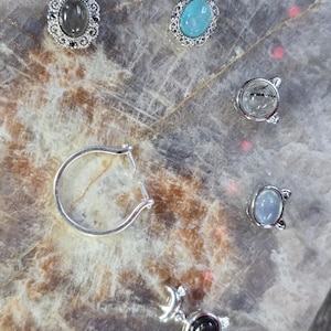 DIY Interchangeable Ring + 5 Crystal Charms - Silver