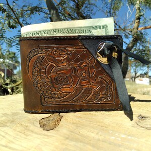 Carteira Bifold de Couro Genuíno Russet Brown King Cobra Snake