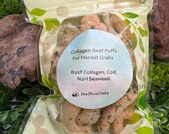 Beef Collagen Puffs for Hermit Crabs: Cod, Nori Seaweed Treat