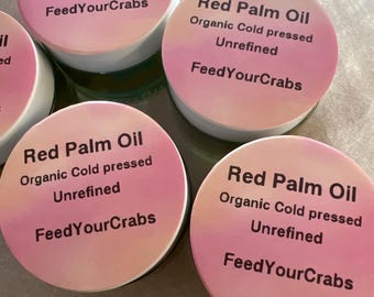 Organic Cold Pressed Red Palm Oil for Hermit Crabs – Unrefined, Blue Glass Bottle