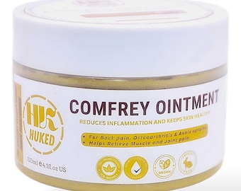 Premium High Strength Comfrey Cream Balm - Organic - Vegan-friendly - 120ML - Handmade by Huked - Wolverhampton - UK