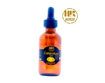 Aceite de caléndula descascarado (60 ml) / Cuidado natural de la piel en frasco con gotero de color ámbar / Fórmula nutritiva y calmante