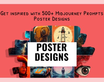 Mais de 500 designs de pôsteres Prompts no meio da jornada, Arte AI, Prompt no meio da jornada, Arte AI no meio da jornada, Aprenda no meio da jornada, Arte digital, Geração de IA, Impressão artística