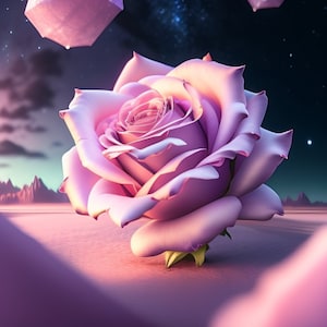 Flowers floating in space