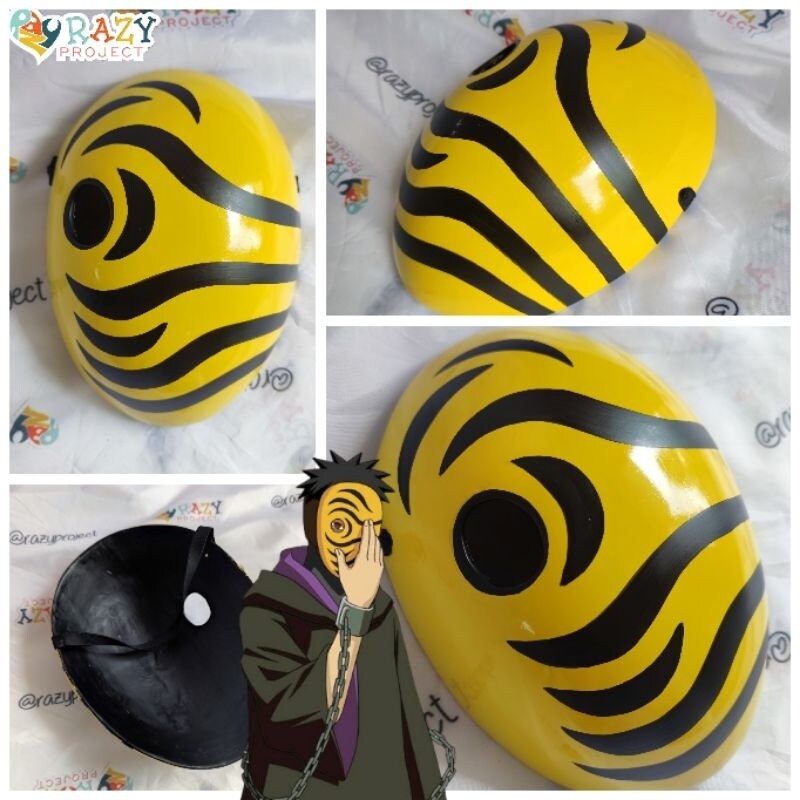 Tobi Obito Uchiha Mask Wooden Anime Cosplay Orange & Yellow Etsy
