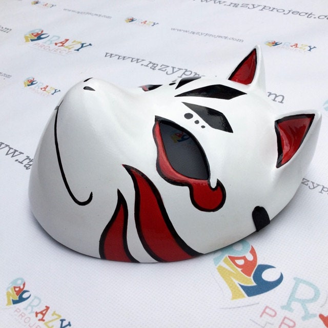 Kitsune Mask Resin Japanese Fox Classic Masks Made to Order white 