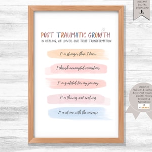 Post Traumatic Growth Testimony boho poster, counselor therapy office art decor, positive affirmations print, healing calming down corner