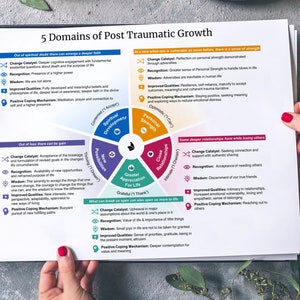 5 Domains of Post Traumatic Growth Visual Aid for Therapists or Self-help, Trauma Therapy Tool, Academic Presentation, Office Room Poster