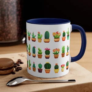 Custom Cactus Coffee Mug, Plant Lover, Gift for Women, Succulent Mug, Birthday Gift, Gardener, Christmas Gift, Cacti,  Work Gift for Her