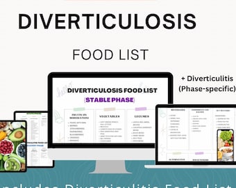 Matlista för divertikulit, diet för divertikulit, mattabell för divertikulit, måltidsplan, fiberrik kost, guide till tarmhälsa, inköpslista