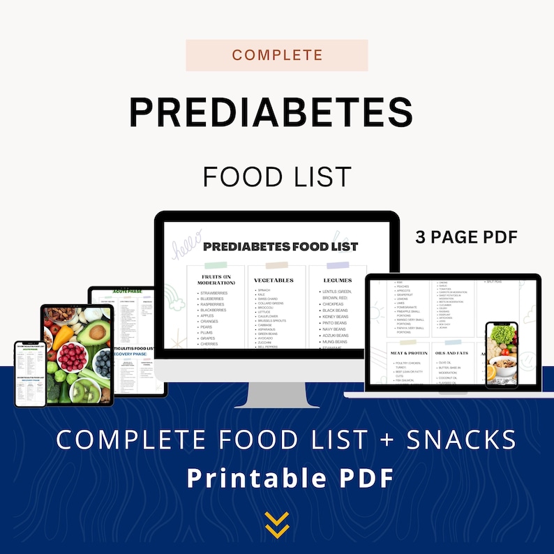 Pre Diabetic Food List | Prediabetes Diet Food Chart Printable PDF - Etsy