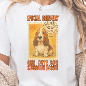 Basset Hound Shirt, Sweet & Stubborn Comfort Colors Tee, Basset Hound Mom Gift, Cute Basset Dog Lover T-Shirt, Cute Stamp Style Dog t-shirt