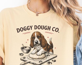 Comfort Colors Funny Basset Hound Shirt, Dog Owner Tee, Cute Dog Baking TShirt, Basset Puppy Biscuit Bakery T, Dog Lover Gift, Funny Dog Tee