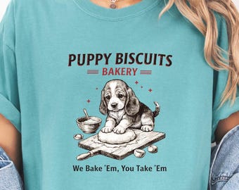 Comfort Colors Funny Basset Hound Shirt, Dog Owner Tee, Cute Dog Baking TShirt, Basset Puppy Biscuit Bakery T, Dog Lover Gift, Funny Dog Tee