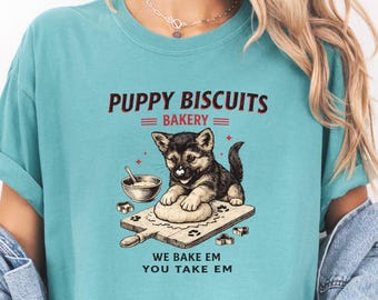 Comfort Colors Funny German Shepherd Shirt, Dog Owner Tee, Cute Dog Baking TShirt, GSD Puppy Biscuit Bakery T, Dog Lover Gift, Funny Dog Tee