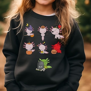 Kids Axolotl Halloween Sweatshirt, Axolotl Lover Shirt, Youth Axolotl Halloween Costume Sweatshirt, Halloween Sweatshirt, Fall Sweatshirt