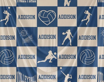 Custom Volleyball Blanket with Name, Personalized Sports Gift for Kids, Volleyball Player Soft and Cozy Throw, Volleyball Theme Present