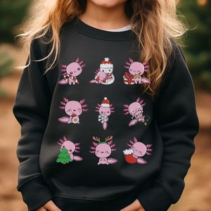 Kids Christmas Axolotl Lover Sweatshirt Gift, Axolotl Lover Christmas Sweatshirt, Axolotl Lover Shirt, Kids Christmas Axolotl Sweatshirt