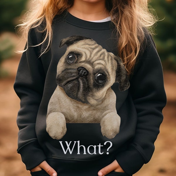 Kids Cute Pug Face Shirt, Pug Owner Shirt, Kid Dog Lover Shirt, Kid Fun Animal Shirt, Kid Cute Animal Shirt, Love Pug Sweatshirt, Pug Lover