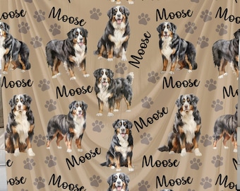 Custom Bernese Mountain Dog Velveteen Plush Blanket, Personalized Dog Lover Throw